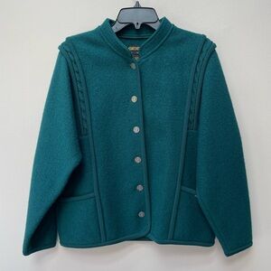 VTG Geiger of Austria 100% Pure Wool Emerald Green Button Front Jacket Coat